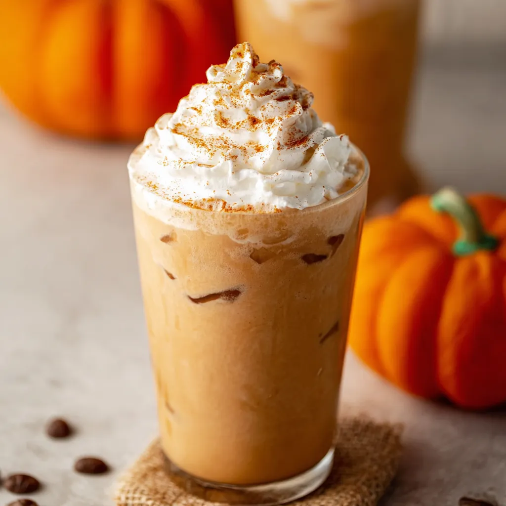 Iced Pumpkin Spice Latte recipe. Creamy, homemade fall drink.