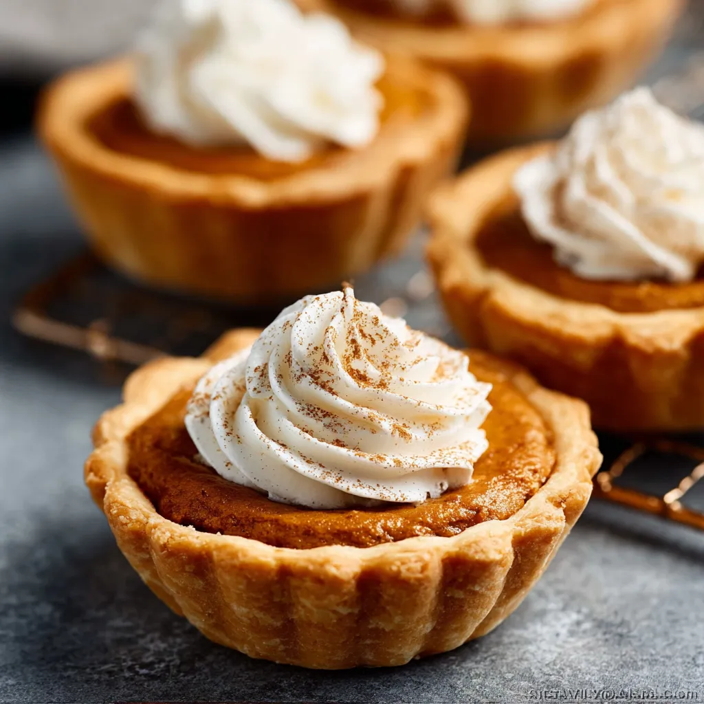 Mini pumpkin pies: Bite-sized fall dessert with rich pumpkin flavor.
