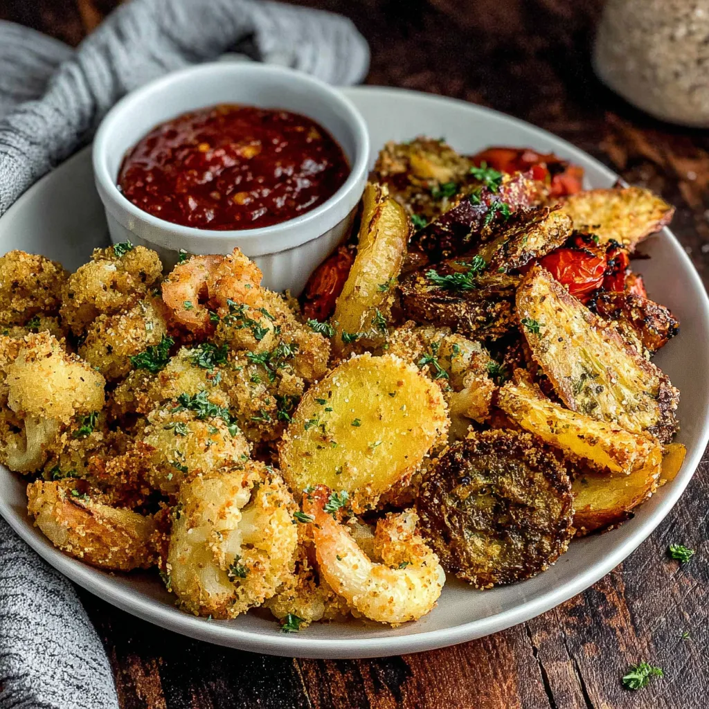 Crispy air fryer vegetables: broccoli, carrots, and bell peppers.