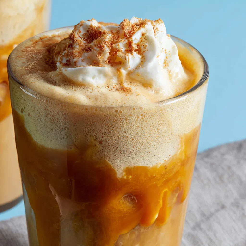 Pumpkin cold foam topping a delicious iced coffee.