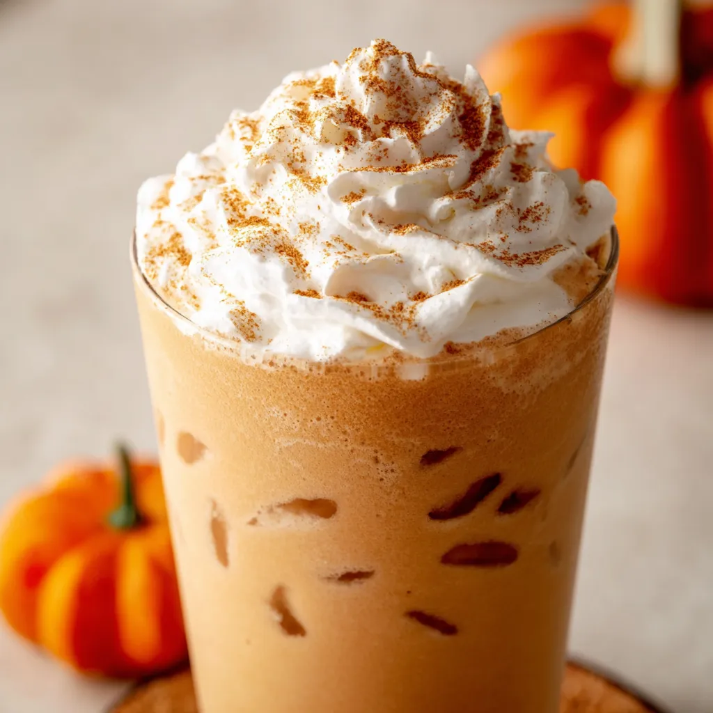 Iced Pumpkin Spice Latte, homemade Starbucks copycat recipe.