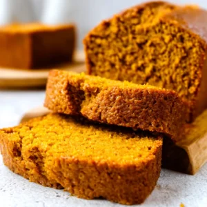 Easy pumpkin bread slice. No mixer recipe, fall baking.