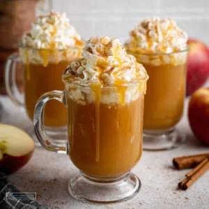 Homemade Caramel Apple Cider, a Starbucks copycat recipe.