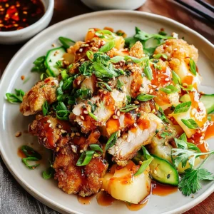 Crunchy kohlrabi and chicken salad with creamy dressing.