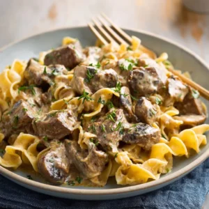 CREAMY BEEF STROGANOFF PERFECTION