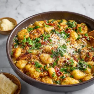 Garlic Chicken Gnocchi Skillet. Easy gluten-free meal in 30 minutes.