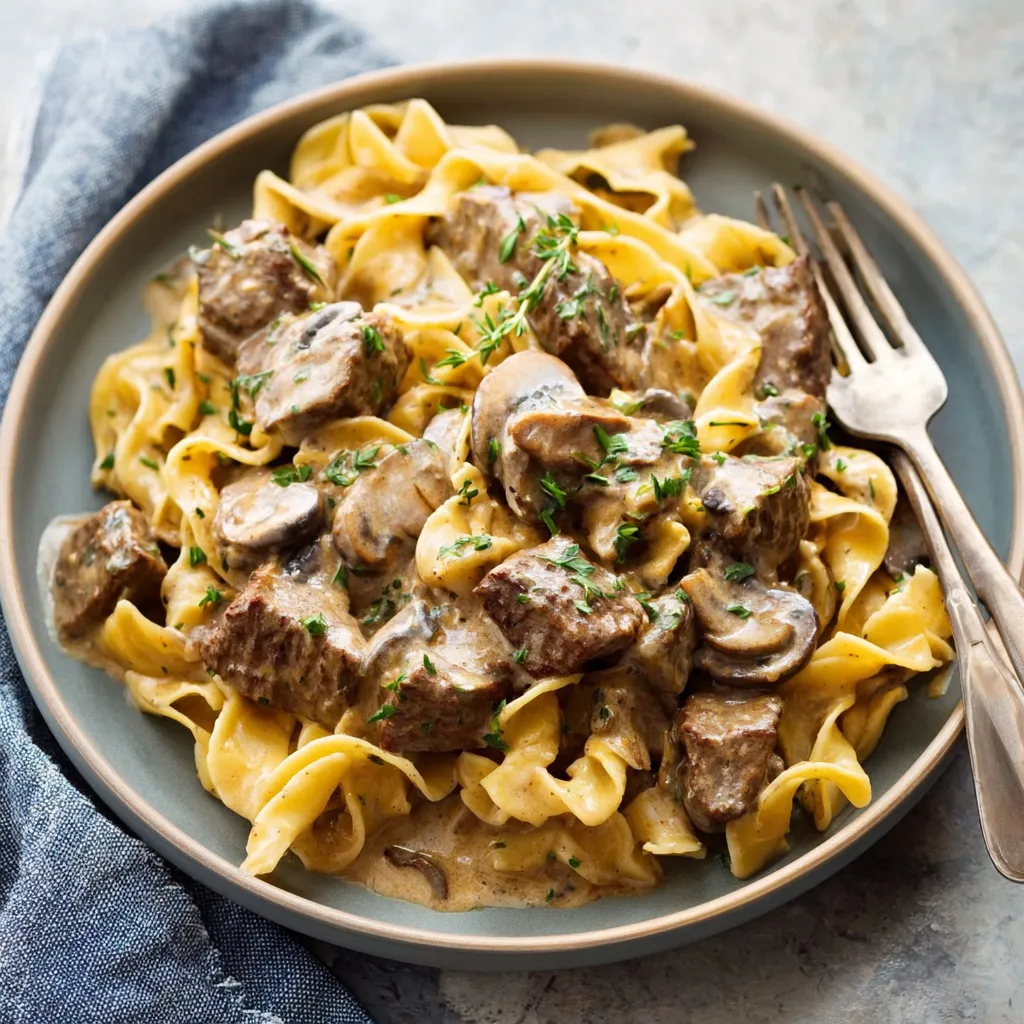 Slow cooker beef stroganoff: Creamy beef and noodles in the crockpot.