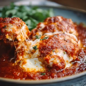Crock-Pot Chicken Parmesan simmering in a slow cooker. Easy dinner recipe.