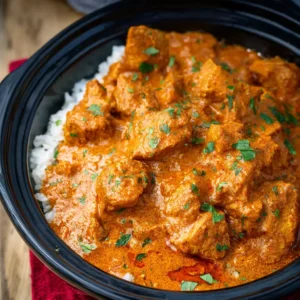 Slow cooker Indian butter chicken, creamy and delicious.