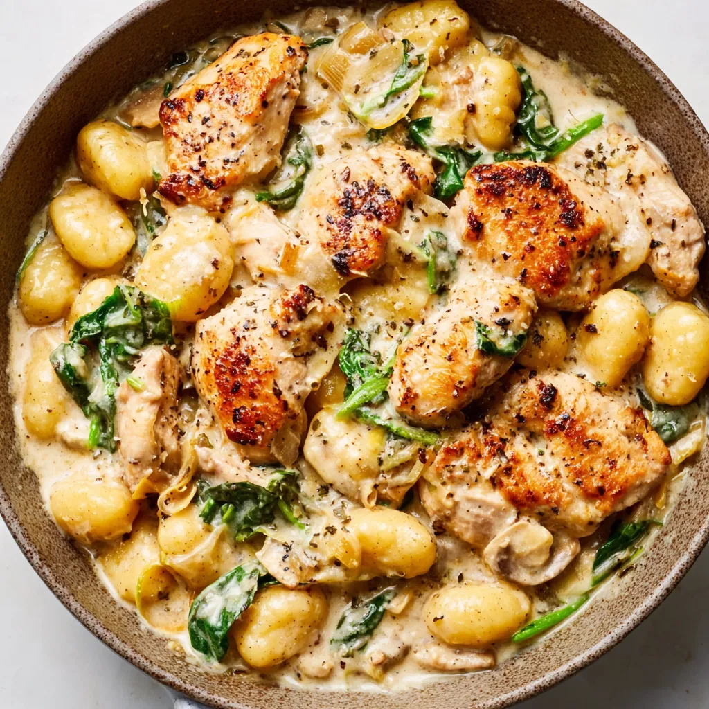 One-pan creamy garlic chicken gnocchi showcases a comforting and delicious weeknight meal, perfect for pasta and chicken lovers.