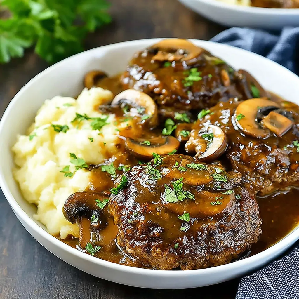 Slow Cooker Salisbury Steak simmering in a crockpot, ready to be served as a comforting and flavorful meal.