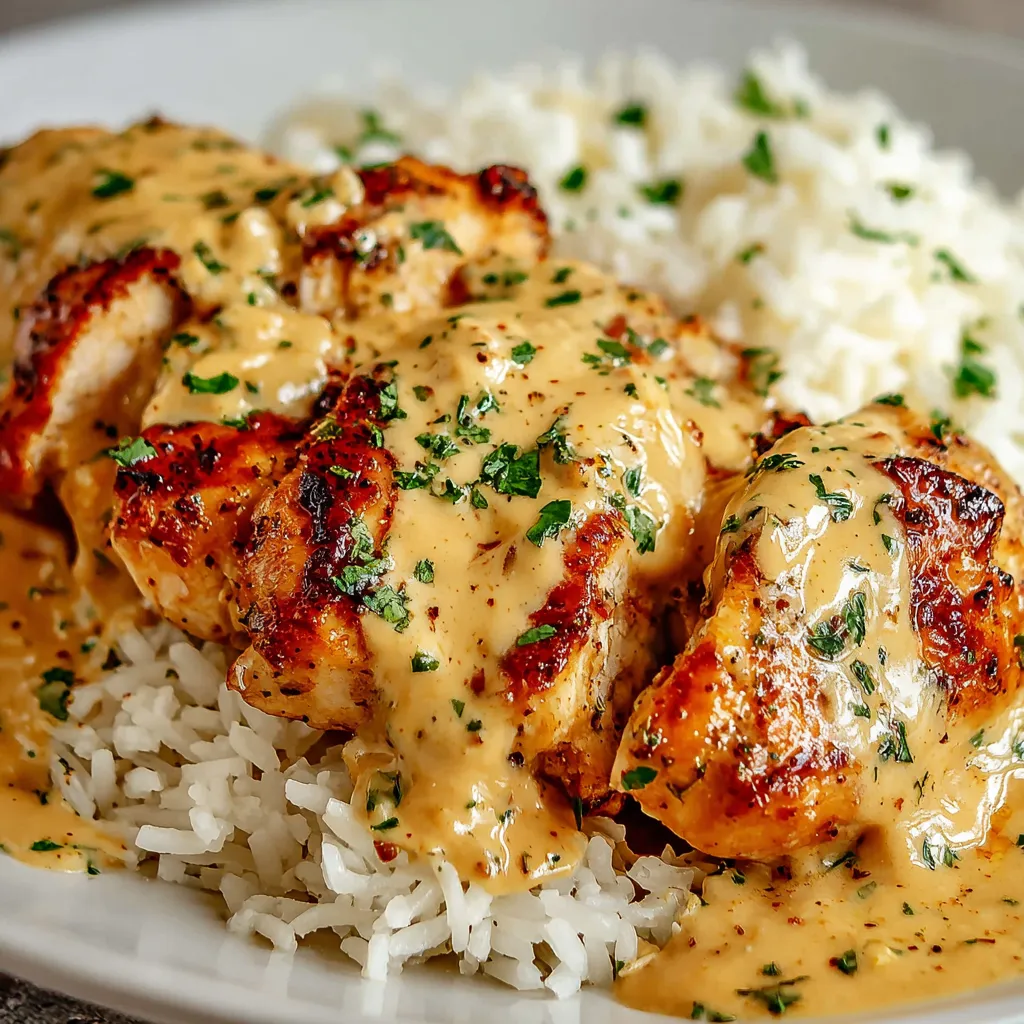 A close-up shot showcasing a delicious serving of Chicken & Rice.