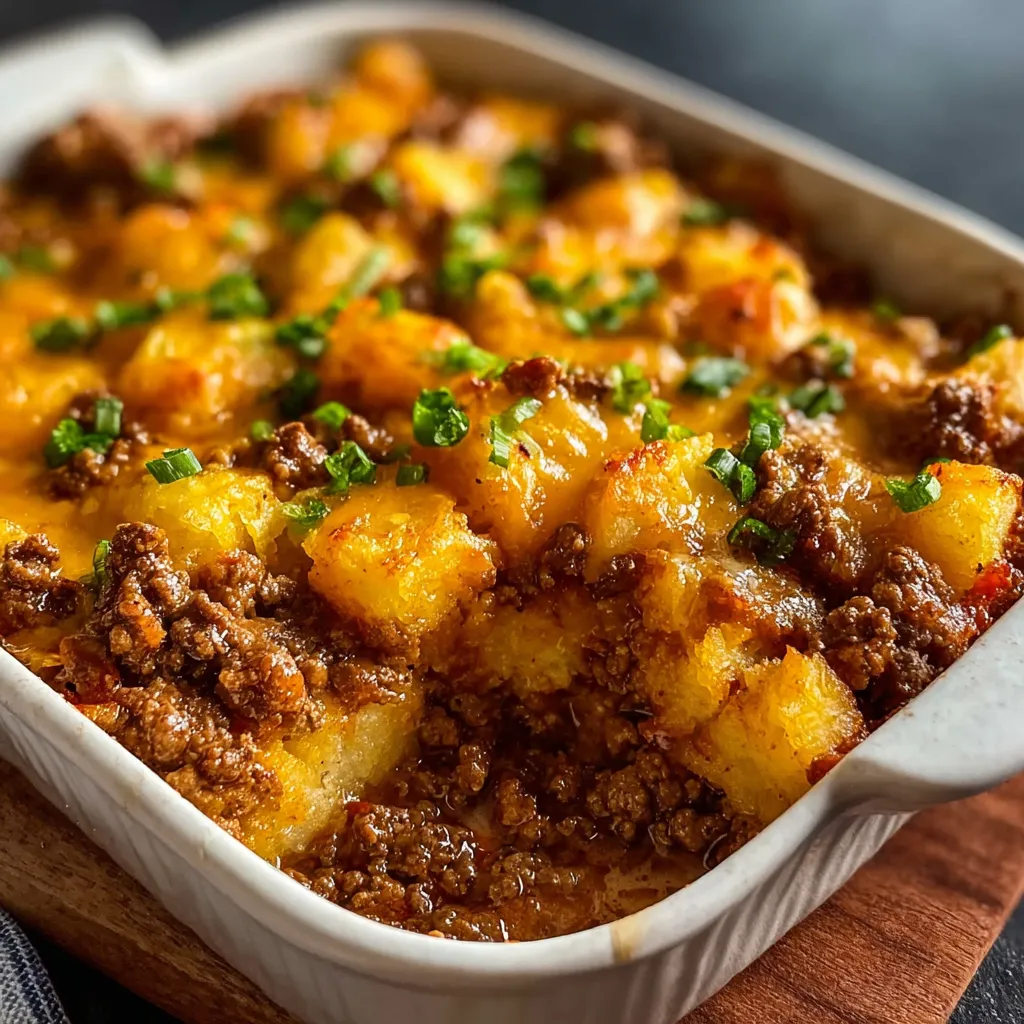 Another view of a delicious Hobo Casserole ready to be served.