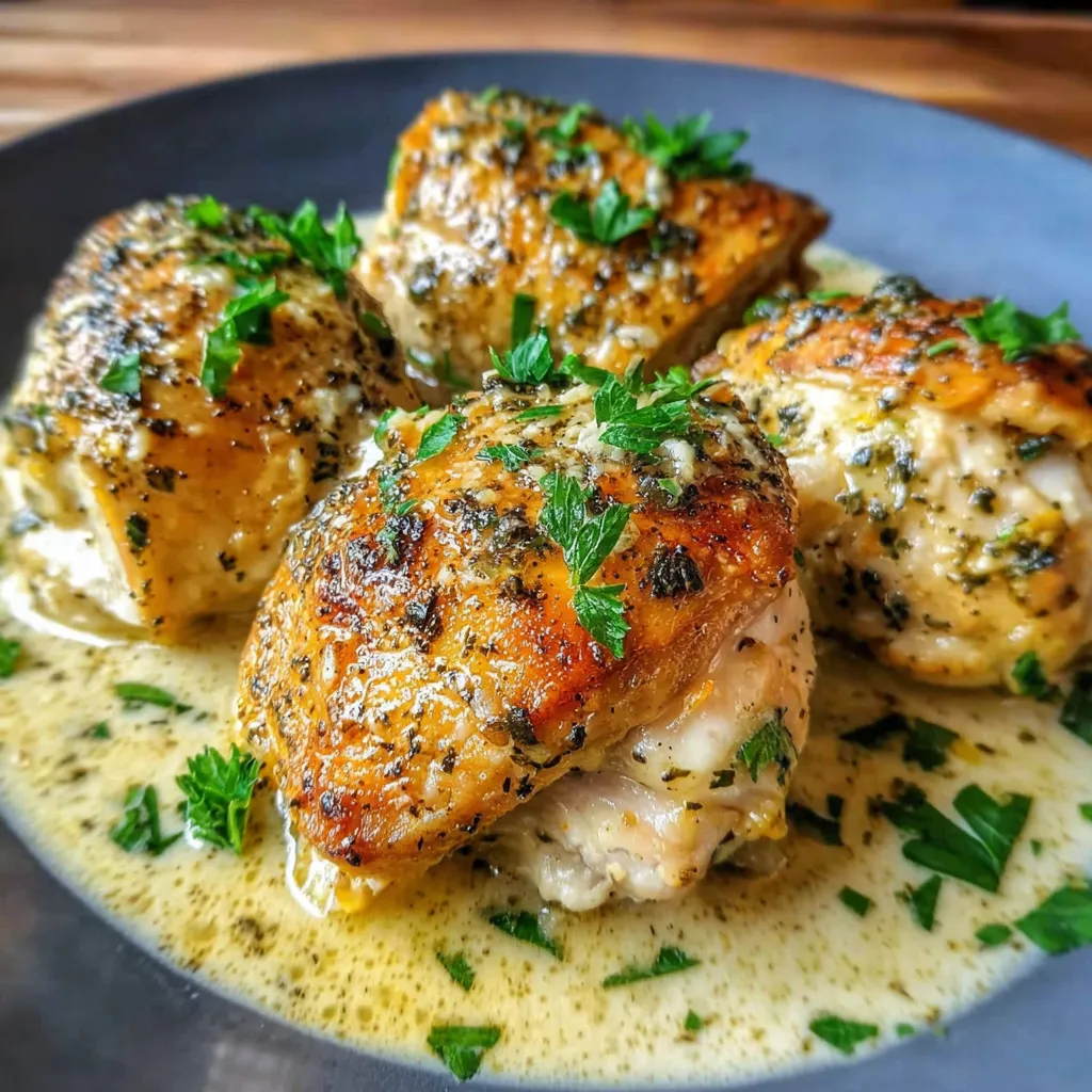 Creamy Garlic Parmesan Crockpot Chicken simmers in a slow cooker, showcasing a delicious and easy dinner recipe.