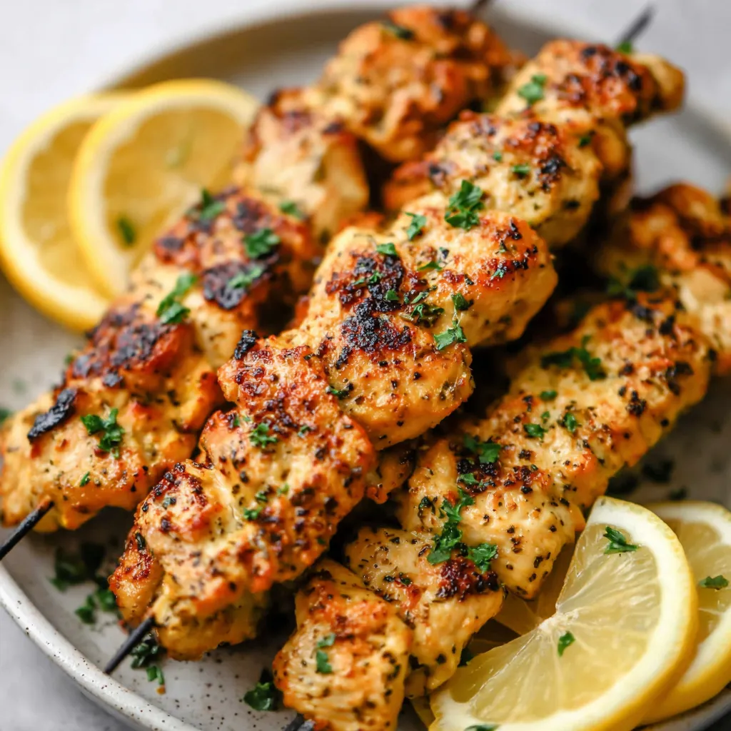Close-up of grilled Keto Chicken Skewers, showcasing the juicy chicken and colorful vegetables.