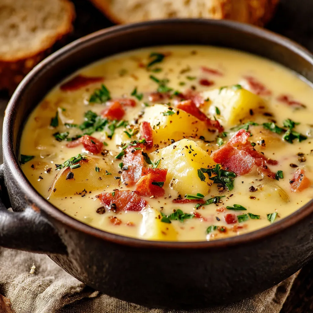 A bowl of creamy Outback Potato Soup is pictured as a second image in the article.