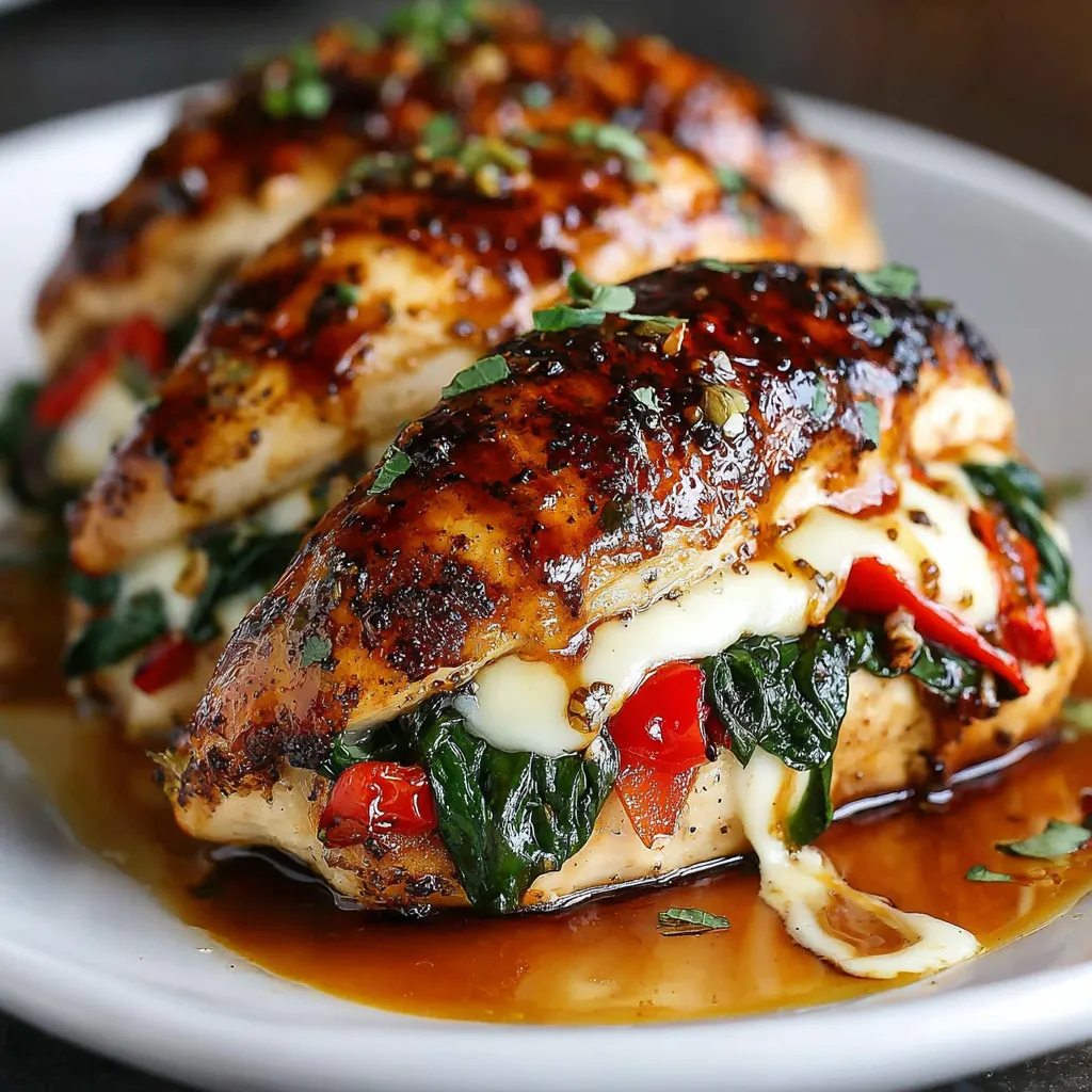 AMAZING ROASTED RED PEPPER MOZZARELLA STUFFED CHICKEN