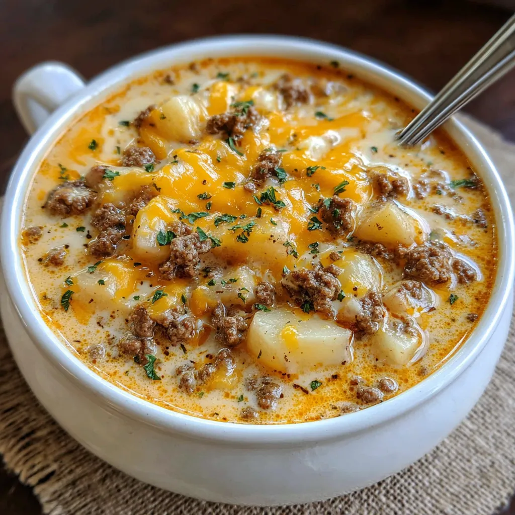 A hearty bowl of Beef And Potato Soup is shown as the featured image, promising a warm and comforting meal.