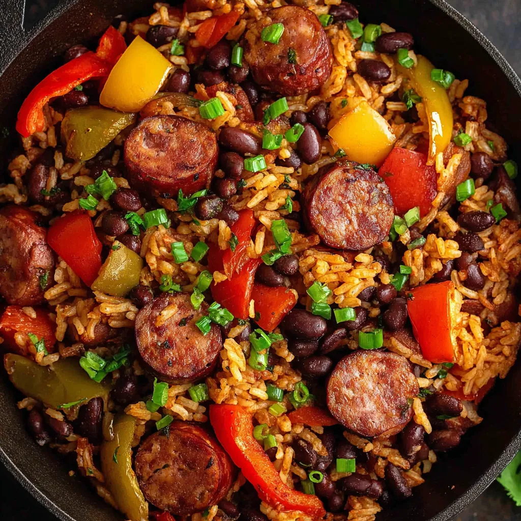 Featured image of delicious Black Beans And Rice With Sausage, showcasing a hearty and flavorful meal.