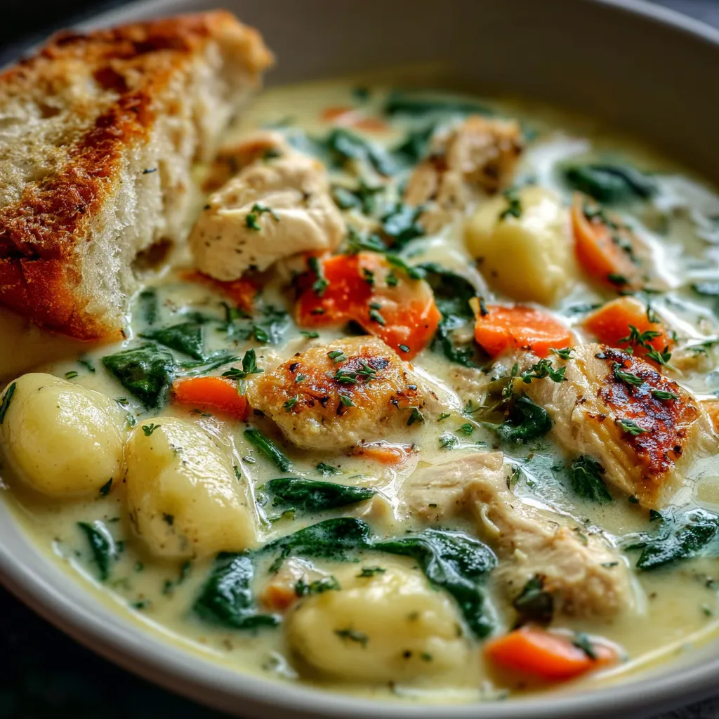 A comforting bowl of creamy Chicken Gnocchi Soup is shown as the featured image for the recipe.