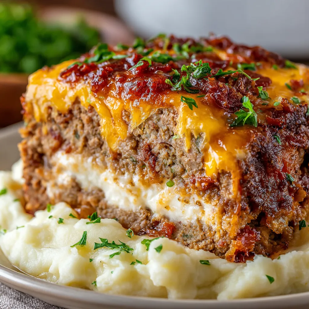 Close-up shot showcasing a delicious and comforting homemade Meatloaf, perfect for a family dinner.