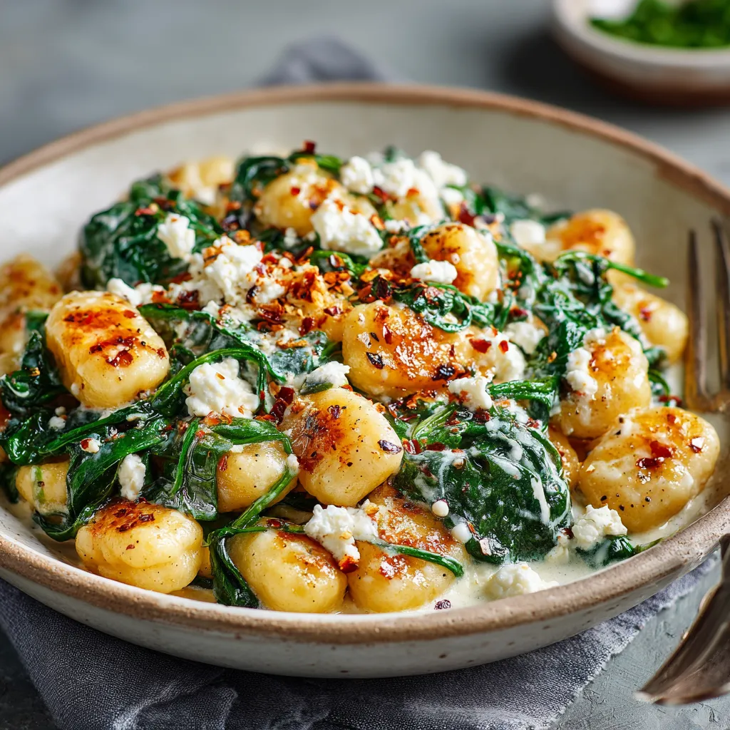 CREAMY GNOCCHI WITH SPINACH AND FETA AMAZING