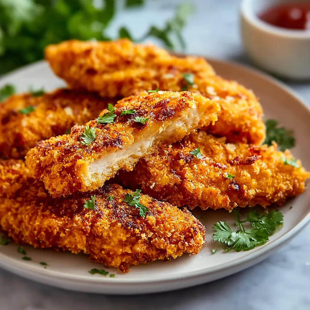 Crispy Baked Chicken Tenders are displayed as a delicious, golden-brown featured image.