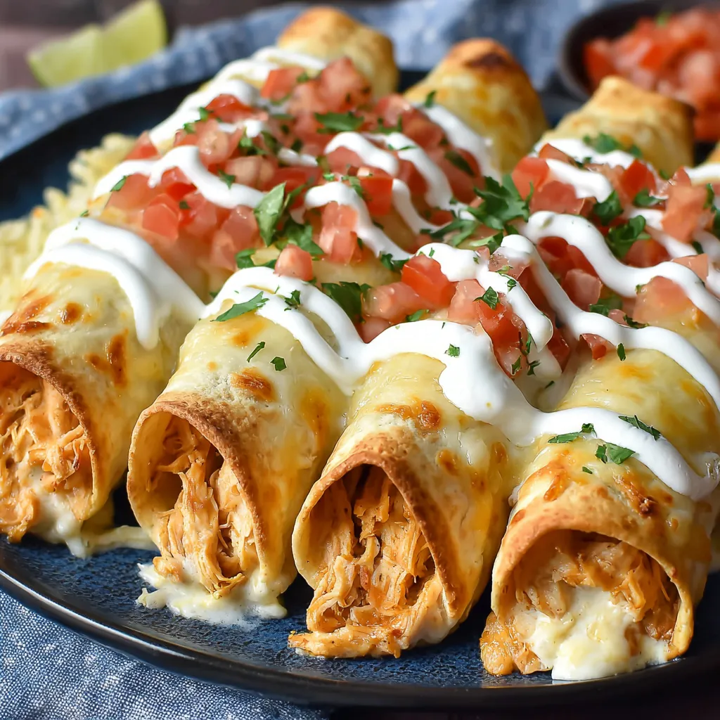 Close-up of delicious Baked Cream Cheese Chicken Taquitos, perfect for a quick and easy dinner.
