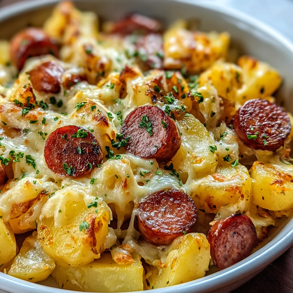 IRRESISTIBLE CHEESY RANCH POTATOES WITH SMOKED SAUSAGE