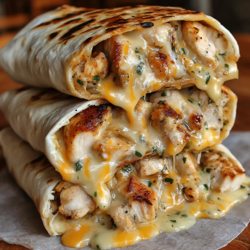 Delicious Garlic Chicken Wraps are featured in this enticing image.