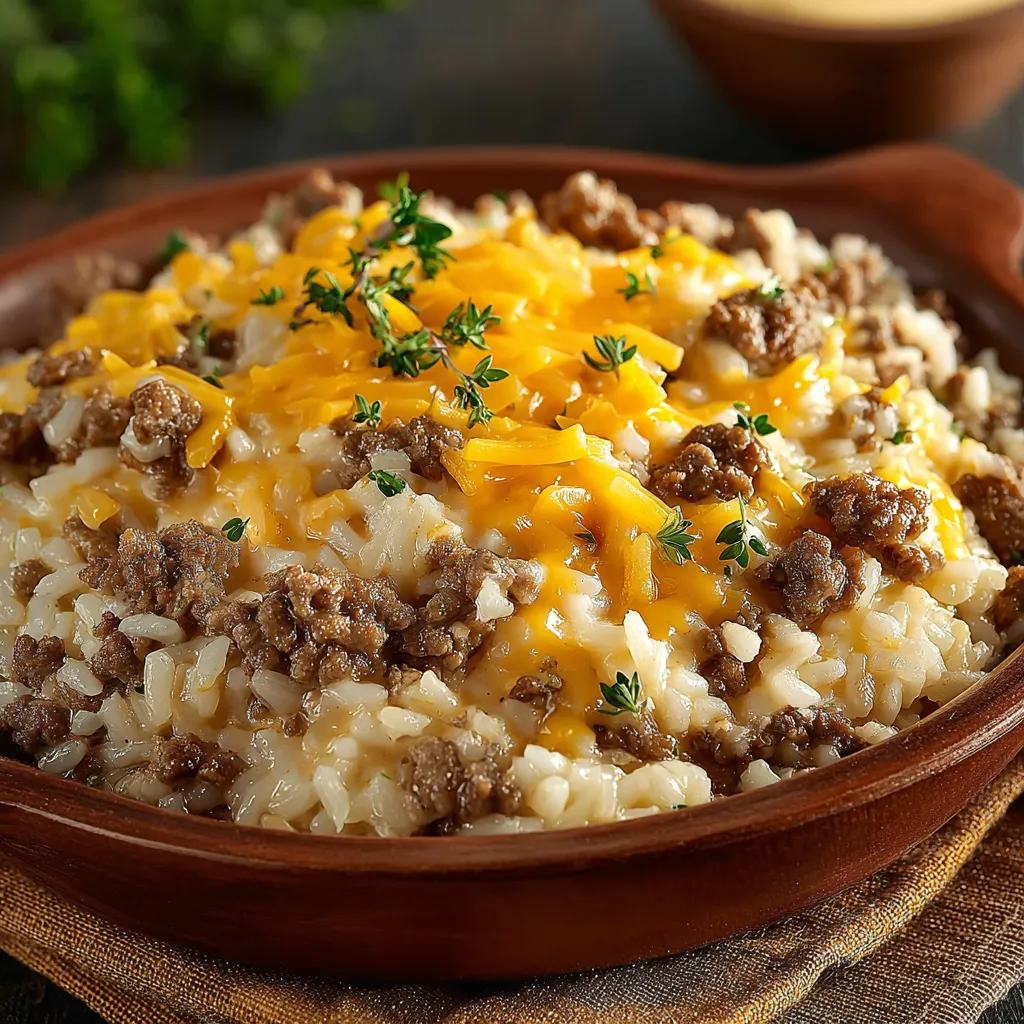 IRRESISTIBLE HAMBURGER RICE CASSEROLE