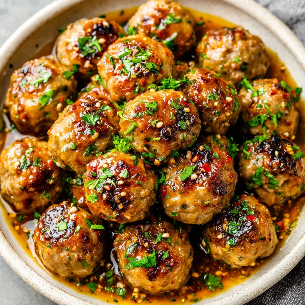 Keto Garlic Butter Meatballs are displayed as a featured image, showcasing their savory sauce and delicious appearance.