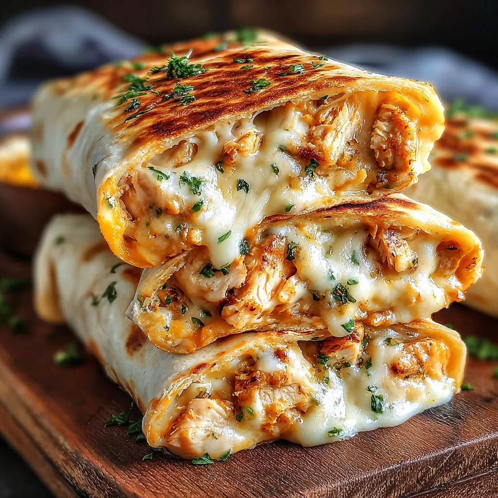 Cheesy Garlic Chicken Wraps are shown as a delicious featured image.