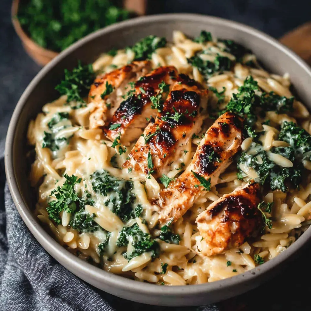 ULTIMATE CHEESY CHICKEN BROCCOLI ORZO BAKE