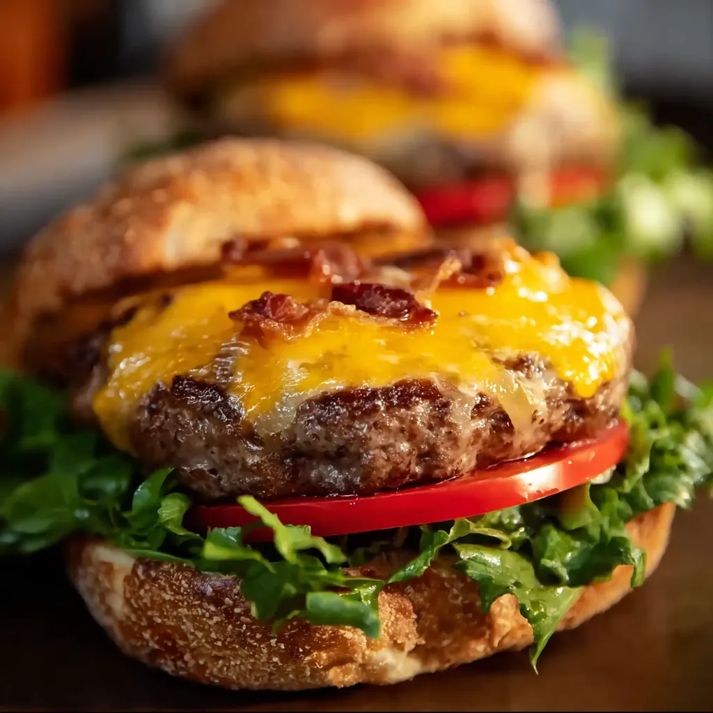 A close-up shot showcases another delicious example of Crack Burgers, highlighting their irresistible appeal.