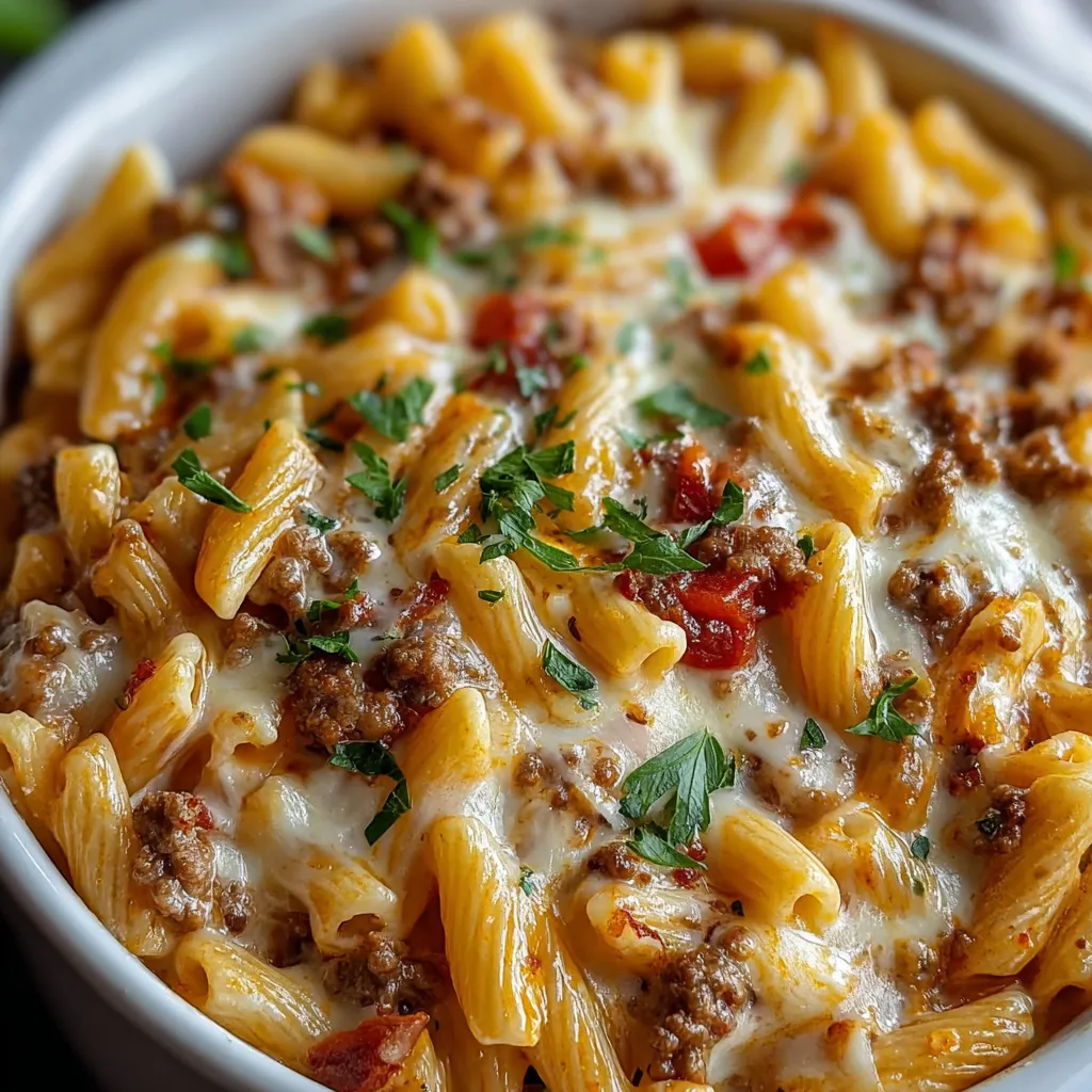 Close-up shot of creamy Tuscan Chicken Pasta, showcasing the sun-dried tomatoes, spinach, and perfectly cooked chicken.