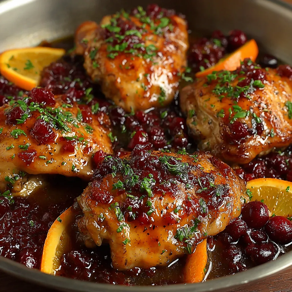 Skillet Cranberry Orange Chicken is a flavorful and vibrant dish, perfect for a weeknight meal or holiday gathering.