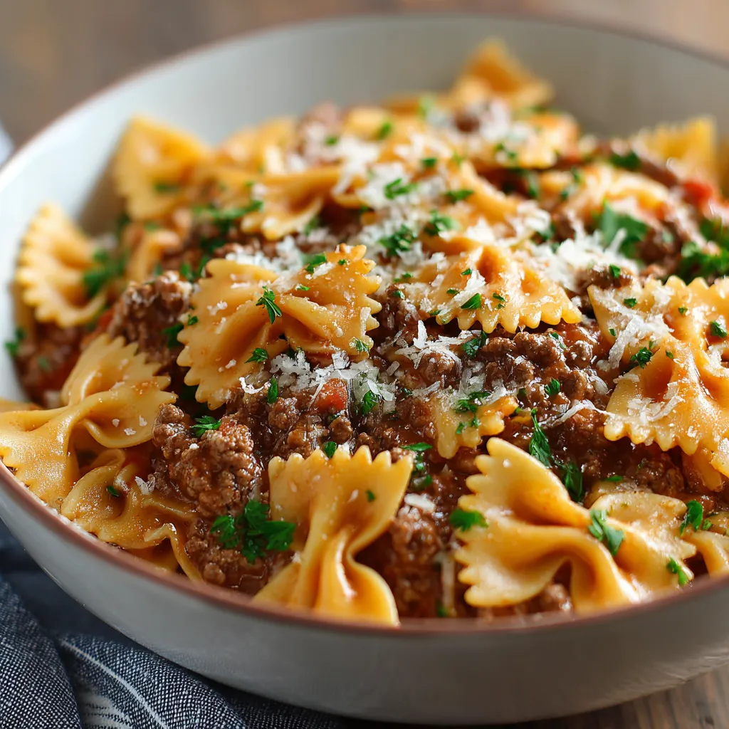 A vibrant featured image showcases a delicious plate of Bowtie Pasta With Ground Beef, perfect for a comforting meal.