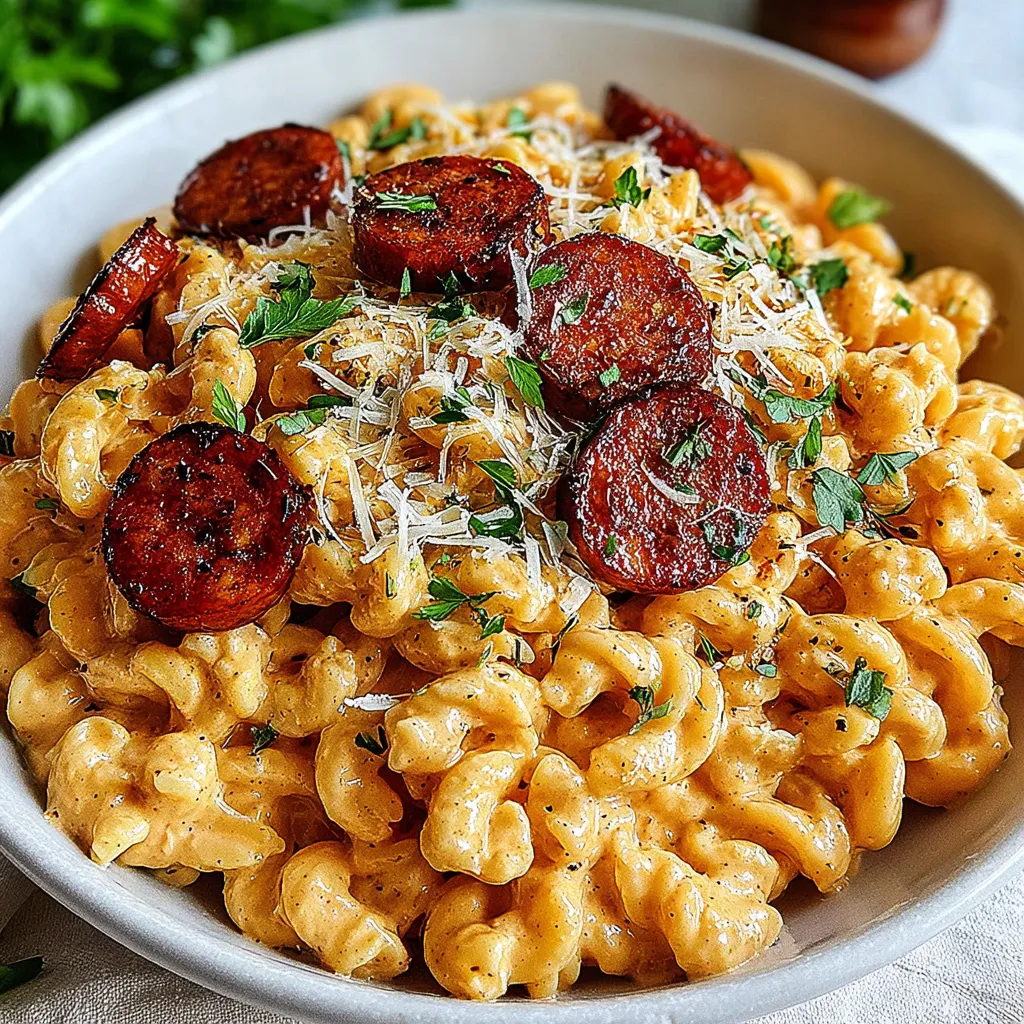 Cajun Smoked Sausage Alfredo Pasta is a delicious and creamy pasta dish perfect for a weeknight meal.