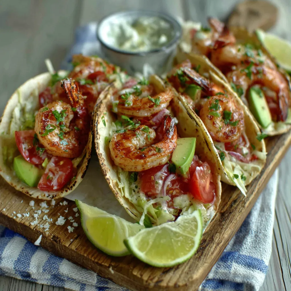 A delicious plate of Shrimp Tacos is shown as the featured image.