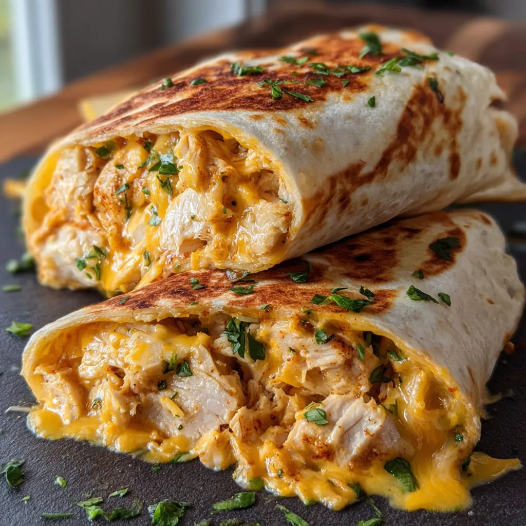PERFECT CHEESY GARLIC CHICKEN WRAPS