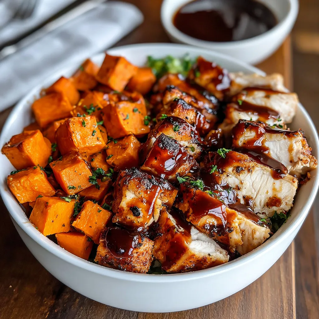 A vibrant and delicious Smoky Bbq Chicken Sweet Potato Bowl, featuring grilled chicken, roasted sweet potatoes, and colorful toppings, is showcased as the featured image.