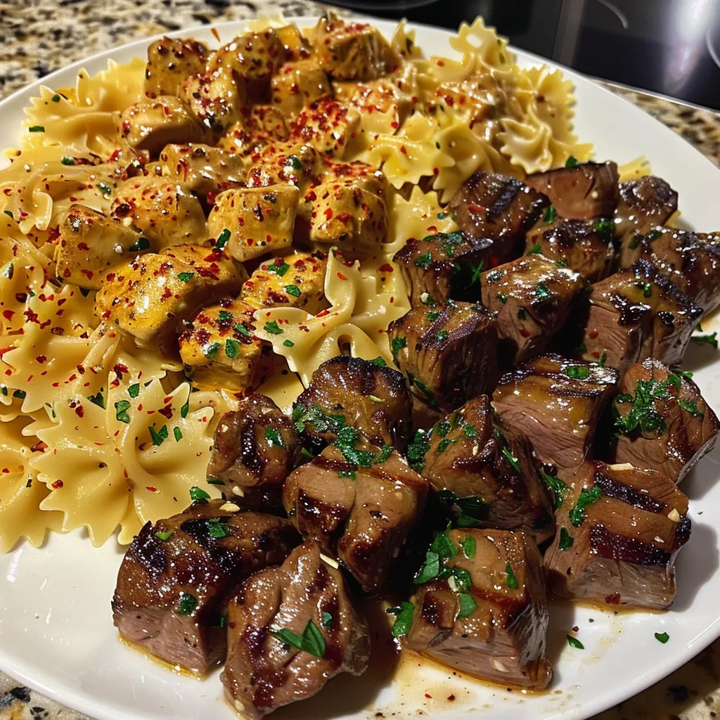 Close-up shot of juicy Garlic Butter Steak Bites sizzling in a pan, perfect for a delicious appetizer or main course.
