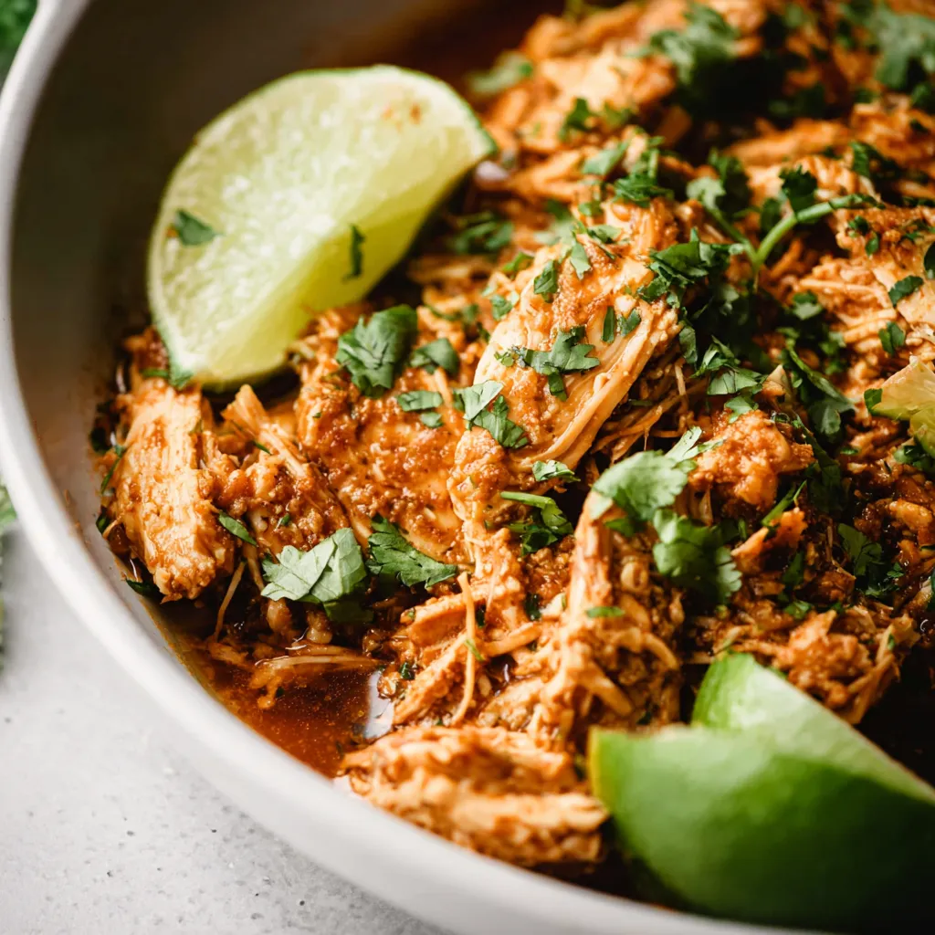 Close-up shot showcasing the vibrant flavors of freshly made Cilantro Lime Chicken.