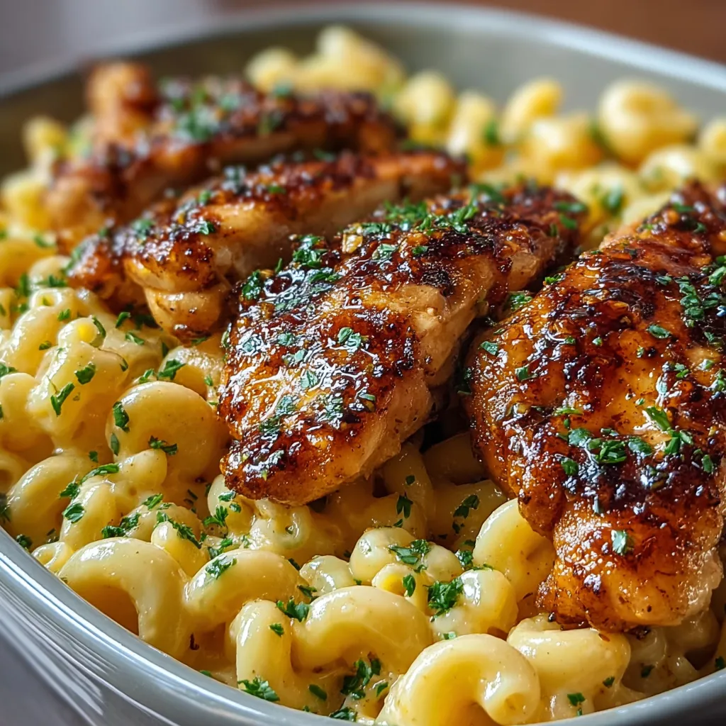 Close-up view of Honey Garlic Butter Chicken, showcasing its glistening sauce and tender chicken pieces.