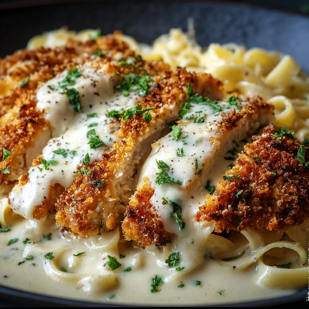 ALFREDO SAUCE AND PARMESAN CRUSTED CHICKEN PERFECT