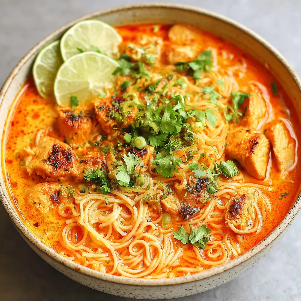 A flavorful bowl of Thai Red Curry Noodle Soup is presented as the featured image.