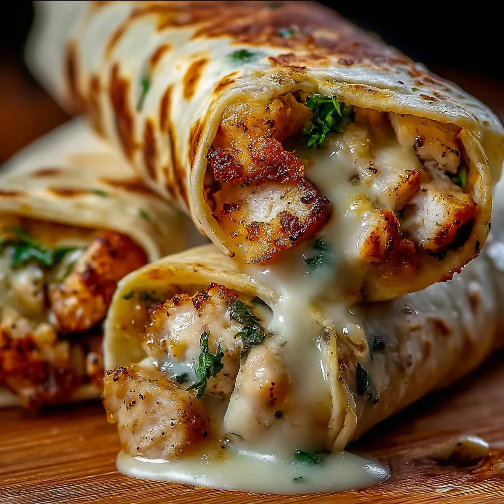 CHEESY GARLIC CHICKEN WRAPS RECIPE