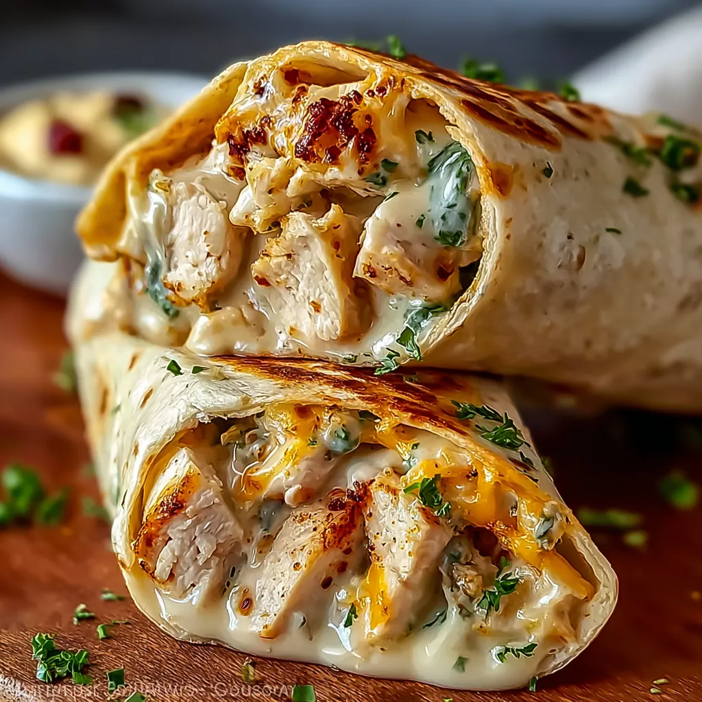 EASY CHEESY GARLIC CHICKEN WRAPS
