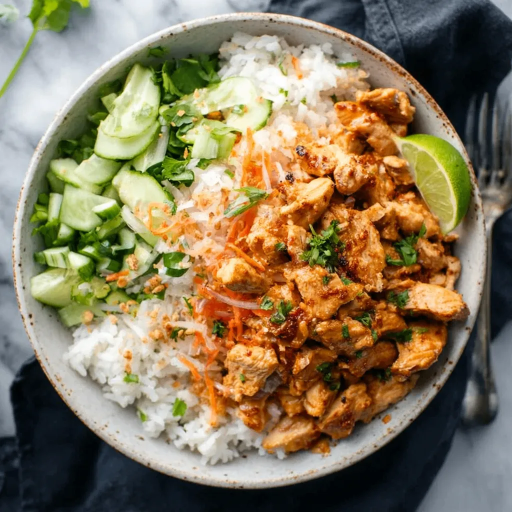 EASY COCONUT CHICKEN RICE BOWL